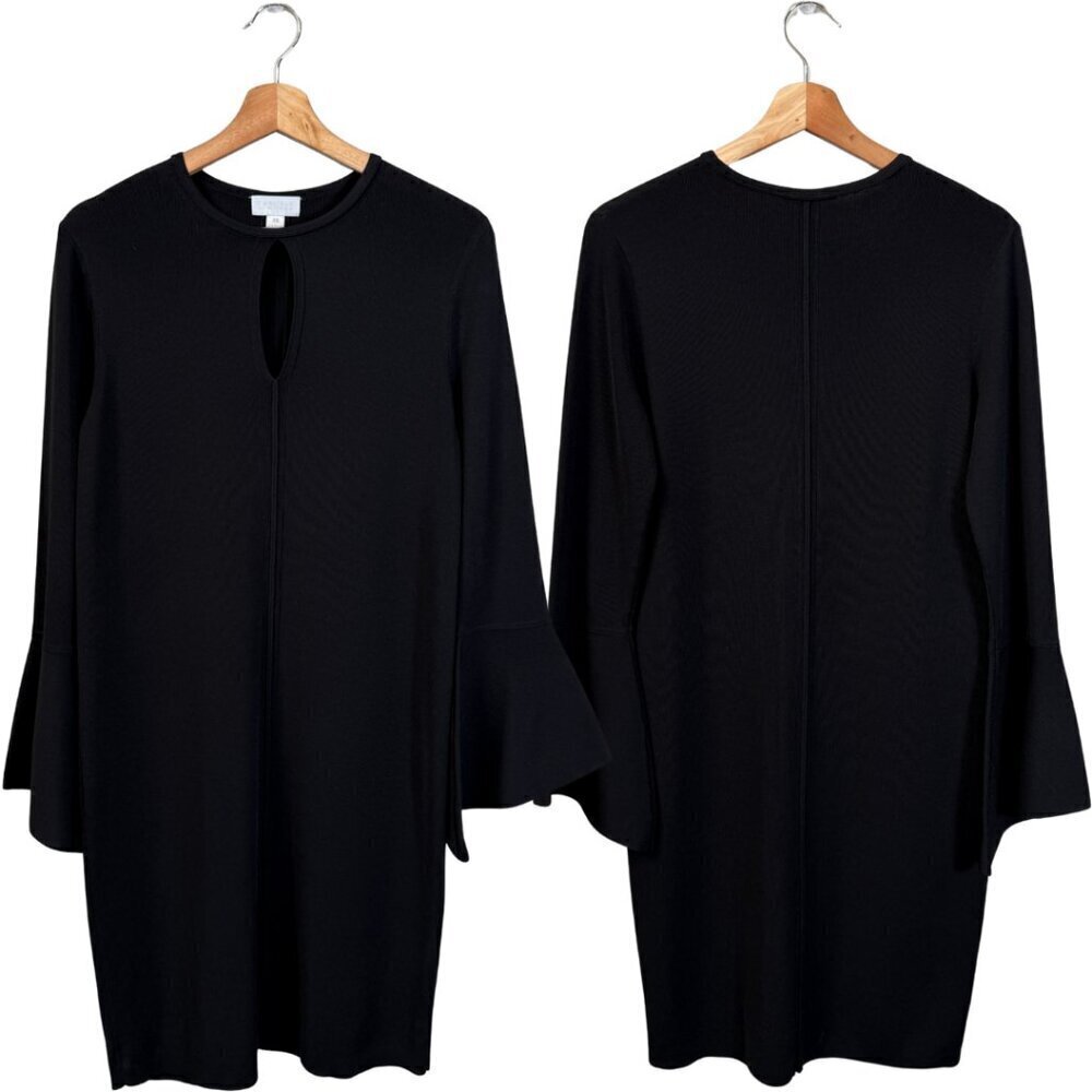 Carlisle New York Keyhole Knit Knee Length Dress Women Xs Black Lbd Classic Nwot